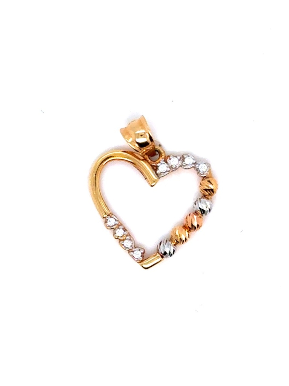 18K Gold Tri-Color Gold Heart Pendant